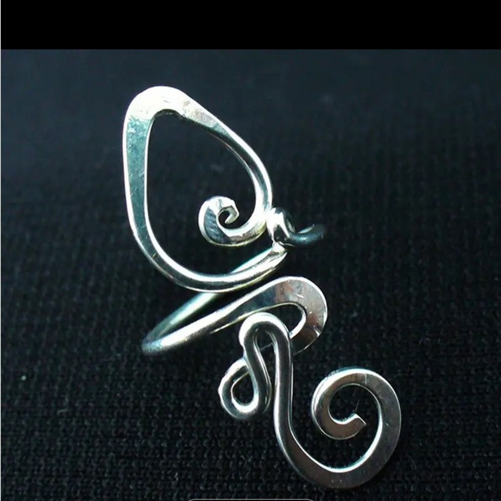 Bohemian Vintage Style Adjustable Cuff Ring - Alloy Open Spiral Tail Ring